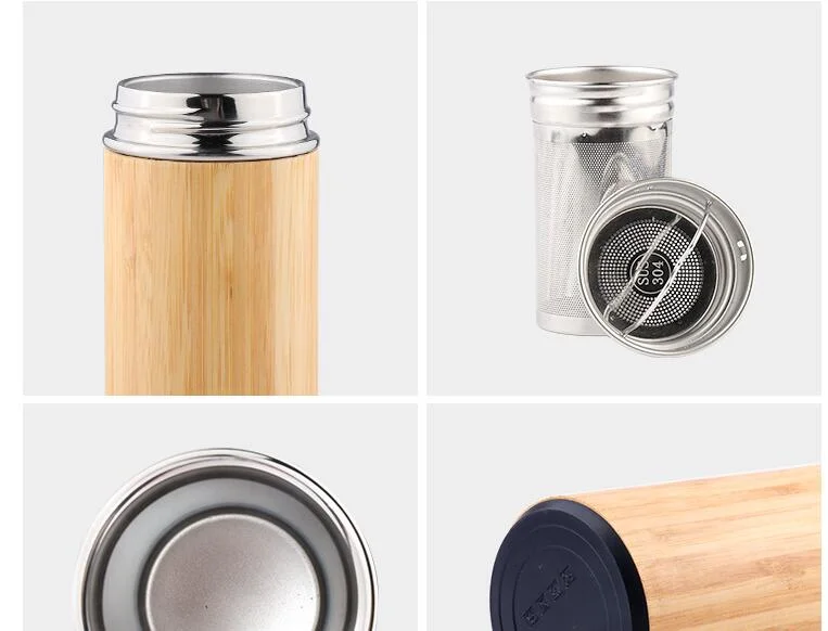 12/18ozl New Hot Sale Stainless Steel Vacuum Flask European and American Creative Bamboo Space Pot Outdoor Portable Sports Bottle Can Be Wholesale