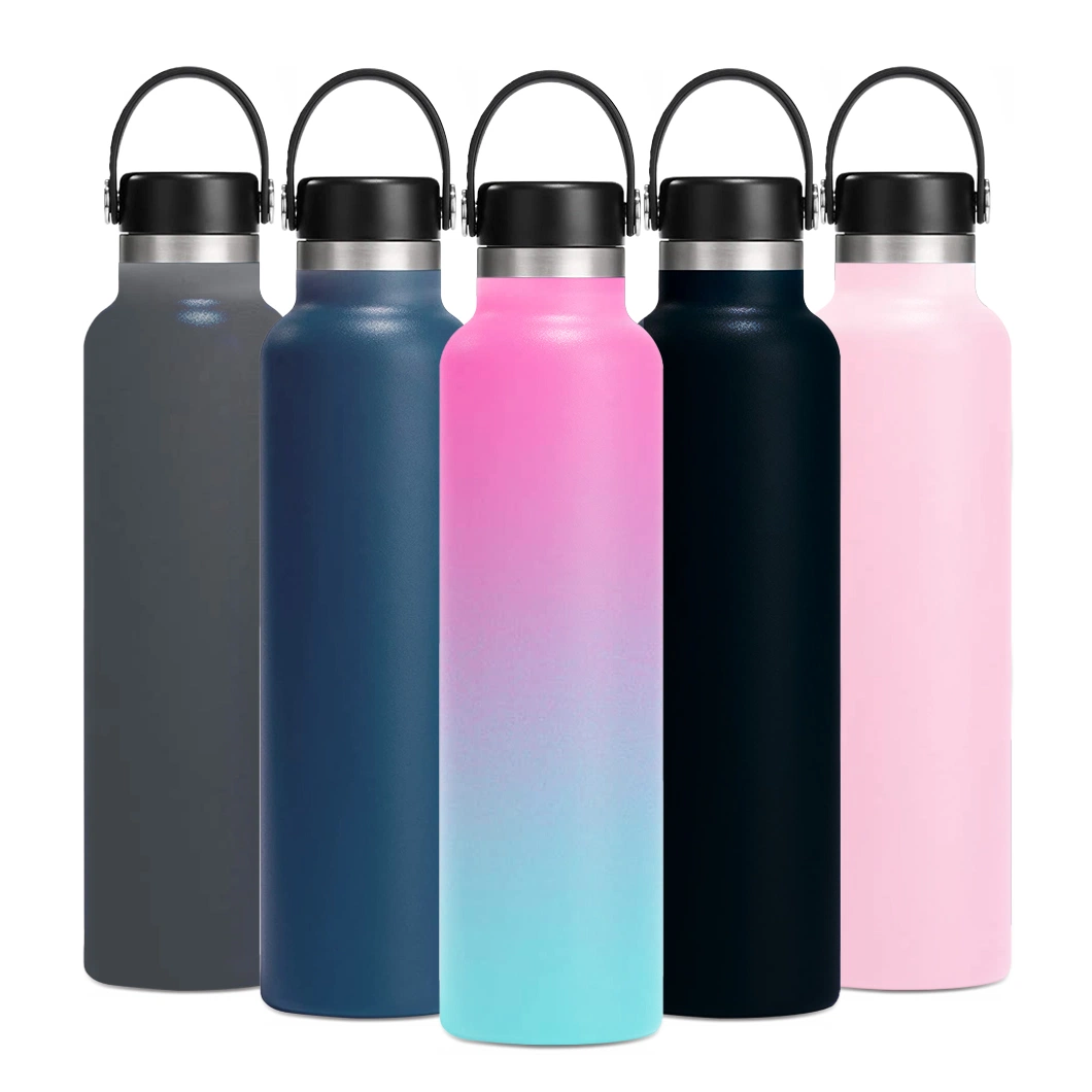 Stainless Steel Double Wall Sport Bottle Standard Mouth Vacuum Flask with Straw Lid