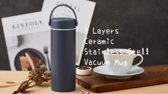 Taza de vacío de cerámica de acero inoxidable de 3 capas con infusor opcional