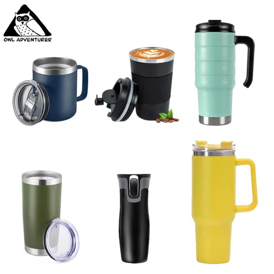 La mejor venta caliente de doble pared Ss agua cerveza taza térmica taza de café con aislamiento al vacío viaje de acero inoxidable vaso de 40 oz con asa tapa paja